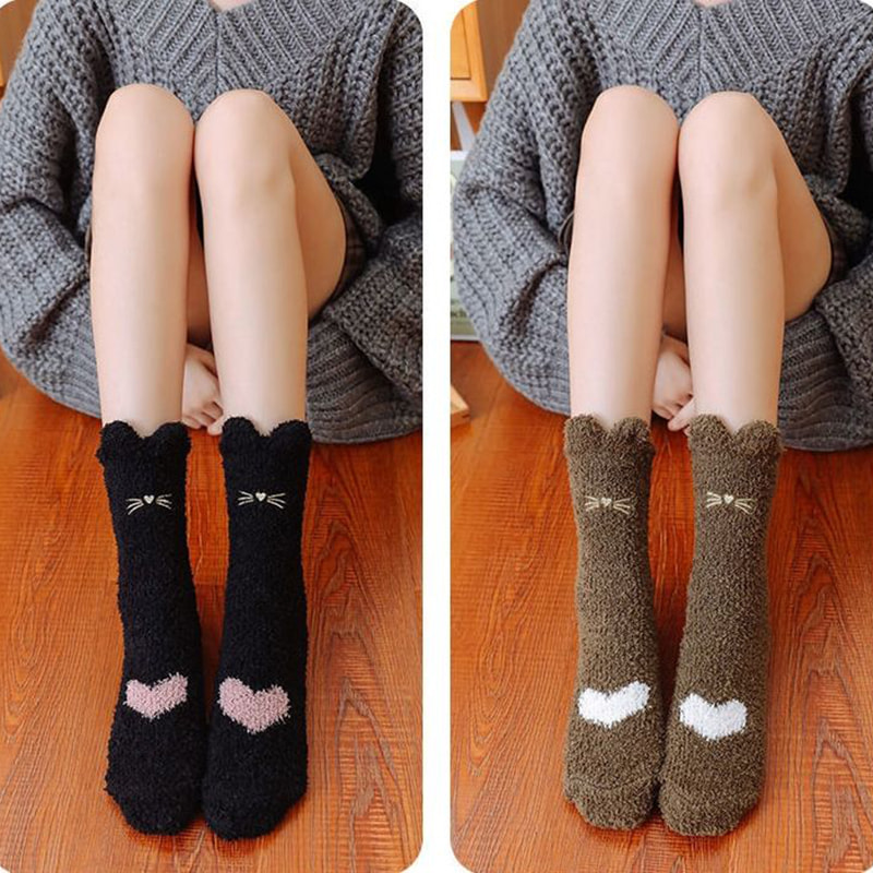 サンゴのフリースソックス、子供の毛皮のような中期靴下、秋と冬の猫の爪、かわいい、アンチスリップ、暖かい眠り、床眠っている靴下 サンゴのフリースソックス、子供の毛皮のような中期靴下、秋と冬の猫の爪、かわいい、アンチスリップ、暖かい眠り、床眠っている靴下